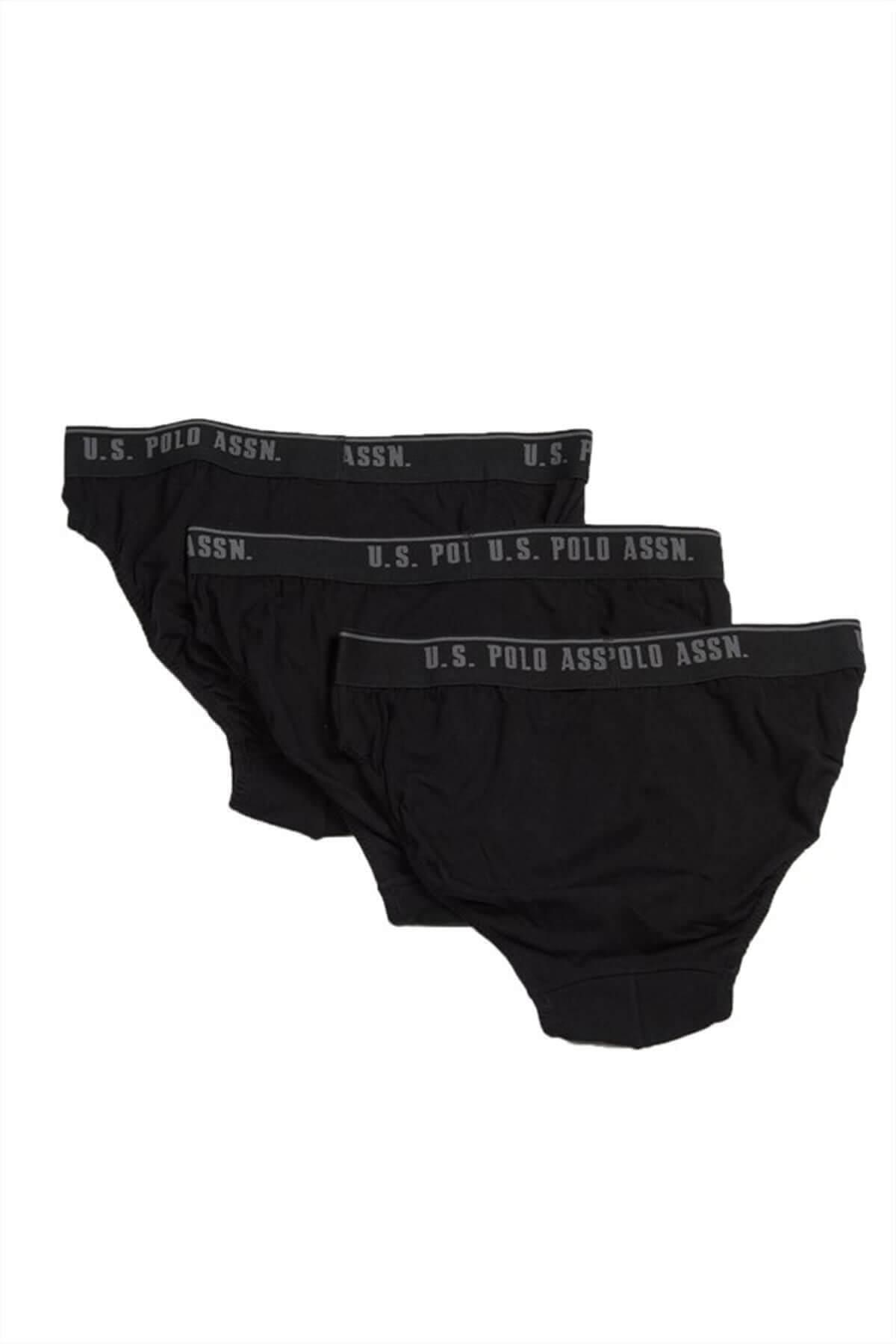 Pamuklu Lastik Detaylı Erkek Slip 3 Lü Paket Us. POLO 83057 - Siyah-Siyah-Siyah